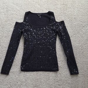 Donna Karan Black Sequin Top